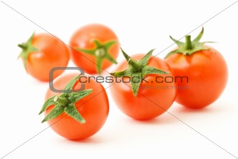 few fresh ripe tomatoes cherry