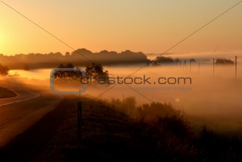 misty countryside