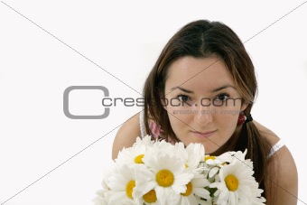 portrait of woman with flowers
