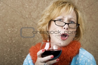 Funny Woman Drinking Wine