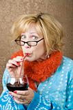 Funny Woman Drinking Wine