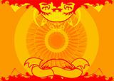Yellow Red Symmetry Background Ornament