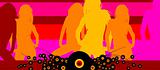 Disco Club Girls Vector Background Illustrations
