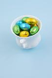 Chocolate easter eggs in cup