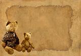 Grunge background with retro toy bears