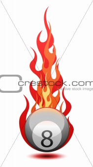 Vector illustration of a billiard ball in fire