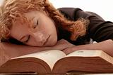 sleeping on book