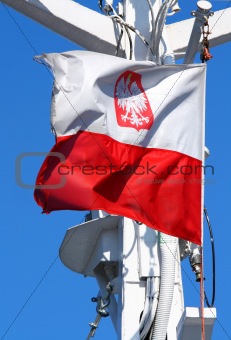 Polish flag flapping in the wind
