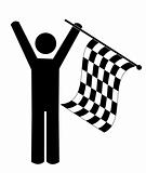 man waving checkered flag