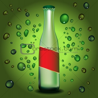 Bottle with label and water droplets