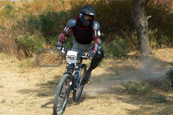 Mountain biker on race