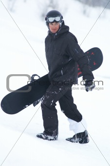 Black snowboarder