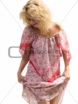 woman holding dress