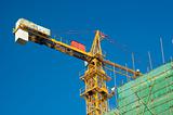 Crane and scaffolding