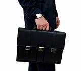 man holding business bag