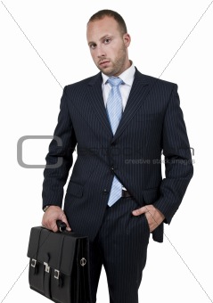 executive with leather bag