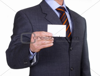 man and business card