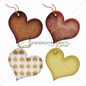 Retro Gift tags in the form of heart.