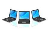3d laptops, located by a semicircle