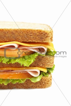 Double ham sandwich with vegetables