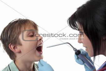 Doctor examining child.