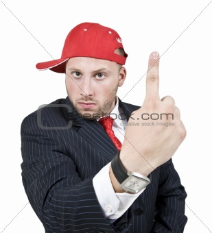 man showing finger
