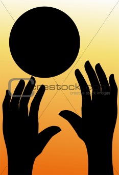 basket ball and human hands