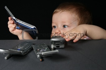 Child with mobile phones