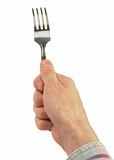 Hand holding a fork