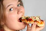 Girl eating Pizza