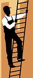 man climbing ladder