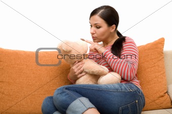 woman with teddybear