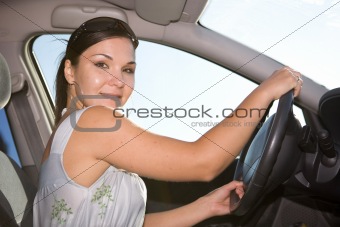 woman in car