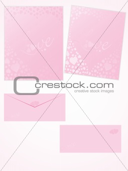pink letter for romantic notes with envelope set 2