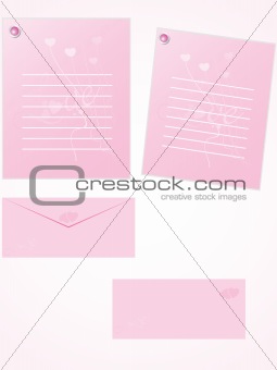 pink letter for romantic notes with envelope set 3