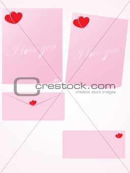 pink letter for romantic notes with envelope set 4