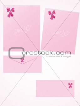 pink letter for romantic notes with envelope set 5