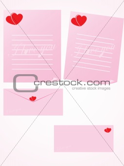 pink letter for romantic notes with envelope set 6