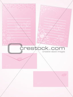 pink letter for romantic notes with envelope set 8