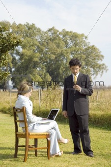 Business Team Working Outdoors