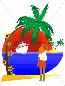  girl on tropical island 