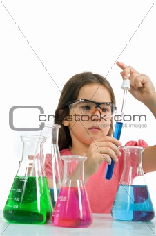 girl in science class