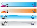 stylish banner with arrows and haltone elements, illustration