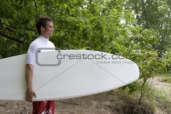 Surfer at tree line
