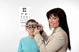 Optometrist and child patient