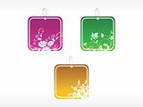 collection of floral stickers in purple, green, yellow