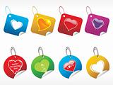 colorfull vector tags with shiny heart