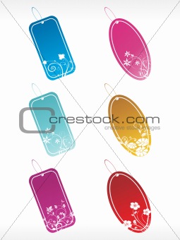 floral tags in squire and oval shape vector
