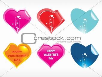heart shape stickers in pink, red, green and blue