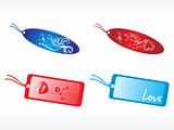 romantic vector tag set in blue and red
